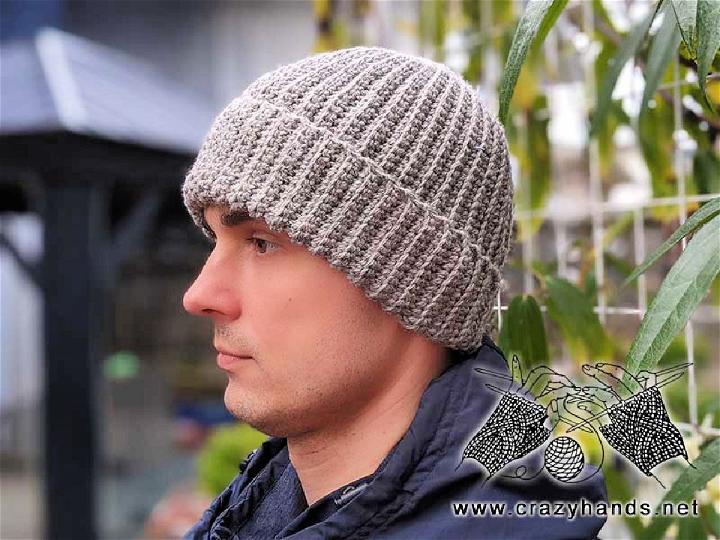 Free Crochet Men Ribbed Hat Pattern