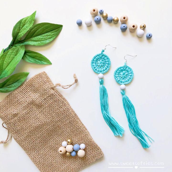 Crochet Mint Spirit Earrings With Beads