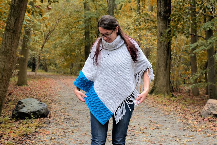 Simple Crochet Misty Grey Tunisian Poncho Pattern