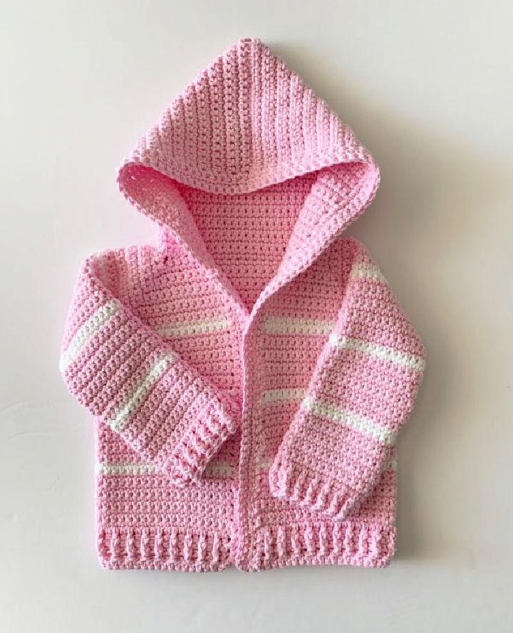 Crochet Pink Hooded Baby Sweater Pattern