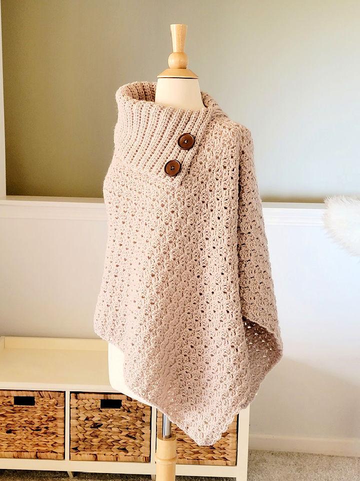 Crochet Poncho With Collar - Free Pattern