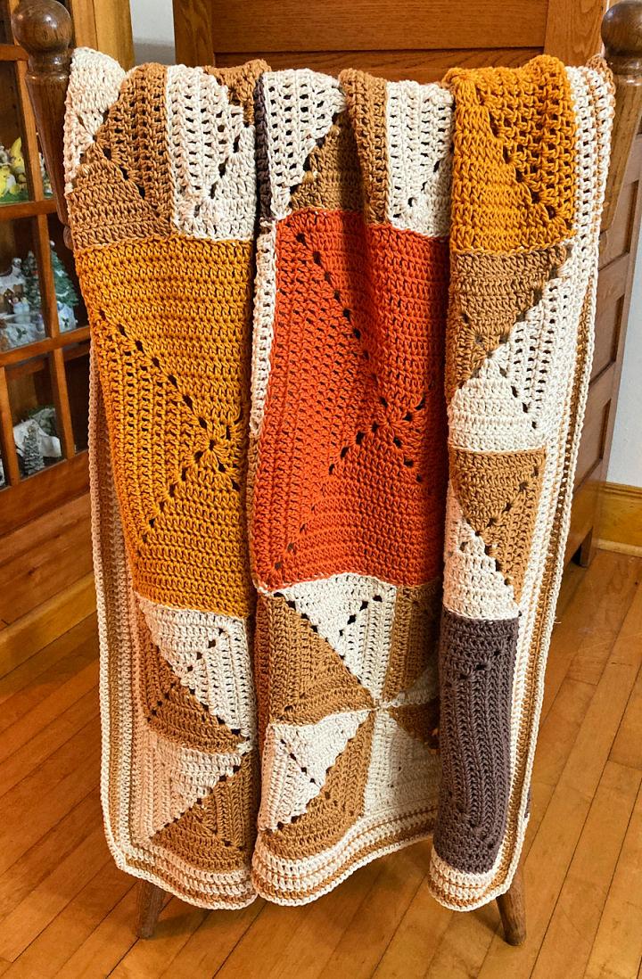Crochet Pumpkin Spice Solid Granny Square Blanket