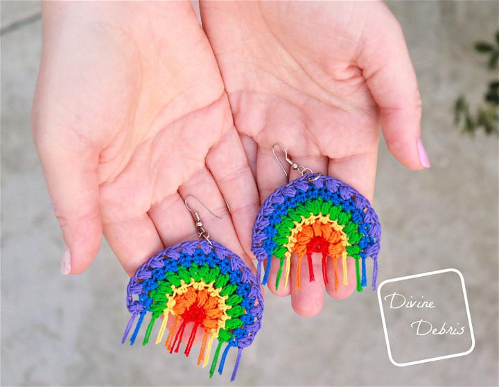 Cool Crochet Rainbow Puff Earrings Pattern