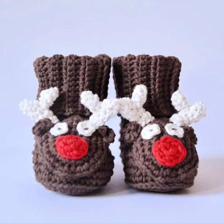 Amazing Crochet Reindeer Baby Booties - 6-12 Months