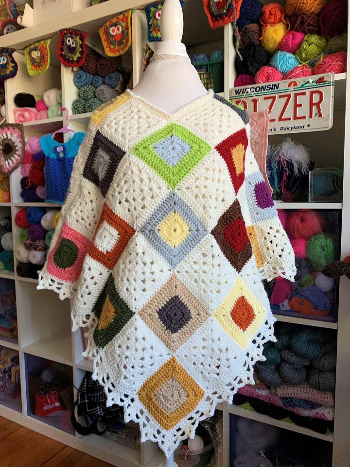 Crochet Scrappy Squares Poncho - Free PDF Pattern