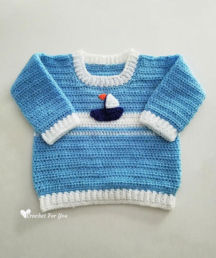Crochet Set Sail Baby Sweater Pattern