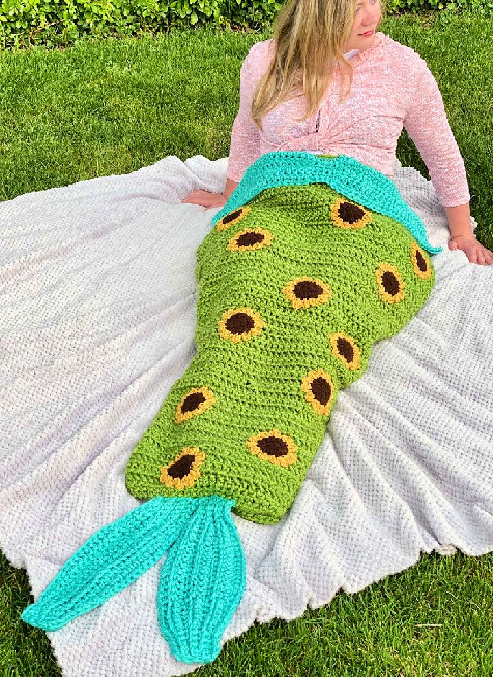 Crochet Sunflower Mermaid Blanket Pattern