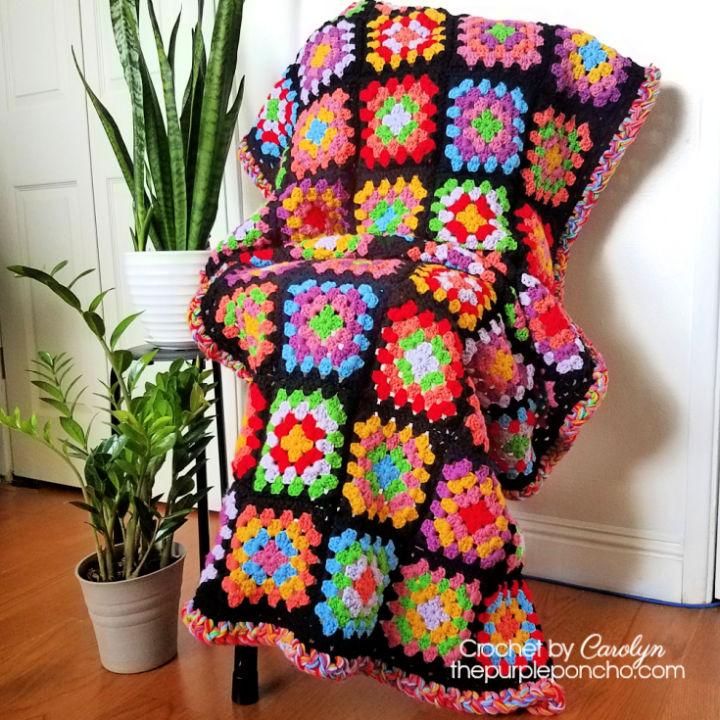Traditional Crochet Granny Square Blanket Tutorial