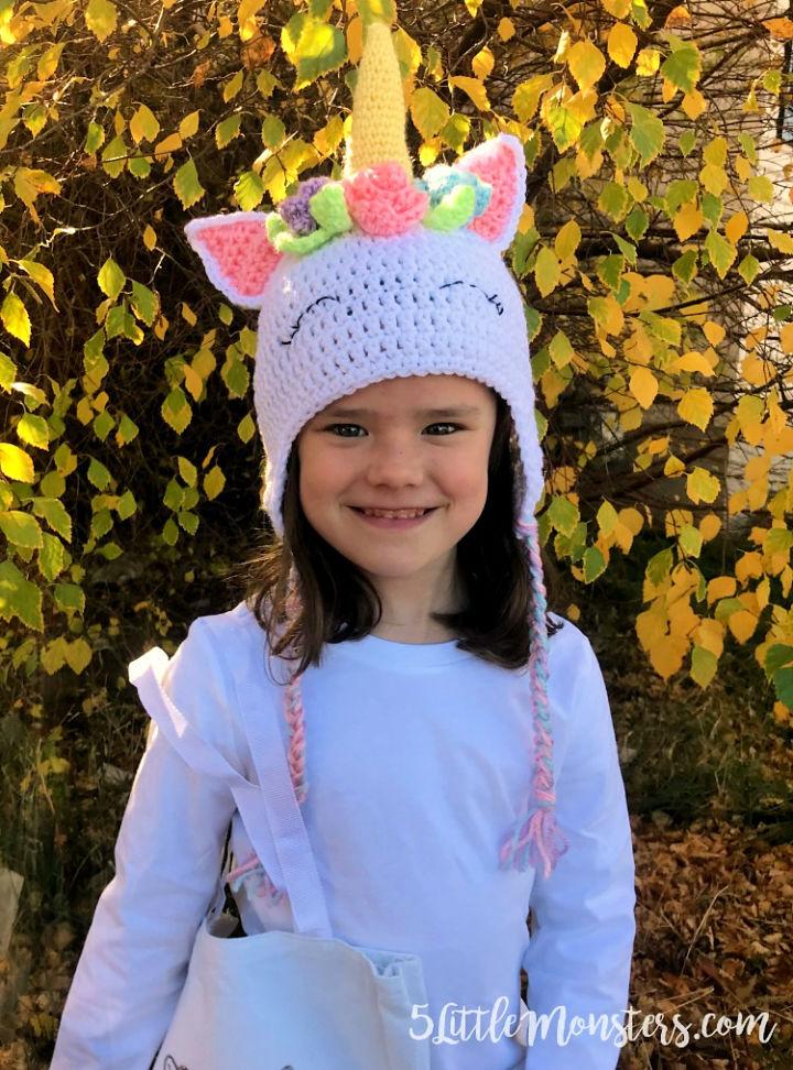 Crochet Unicorn Hat With Flowers - Free Pattern