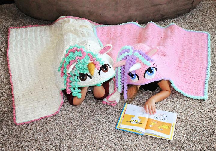 Crochet Unicorn Hooded Blanket Pattern