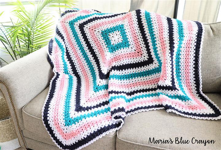 Pretty Crochet V-Stitch Granny Square Blanket Pattern