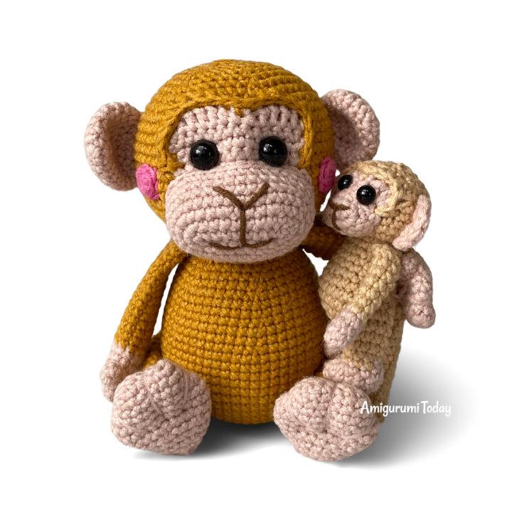 Crochet Amigurumi Monkey With Baby - Free Pattern