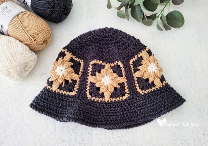 Crocheting a Bobble Granny Square Bucket Hat