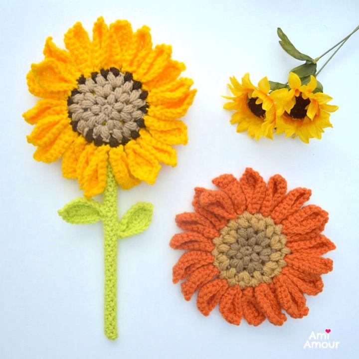 Free Crochet Sunflower Wand Flower Pattern