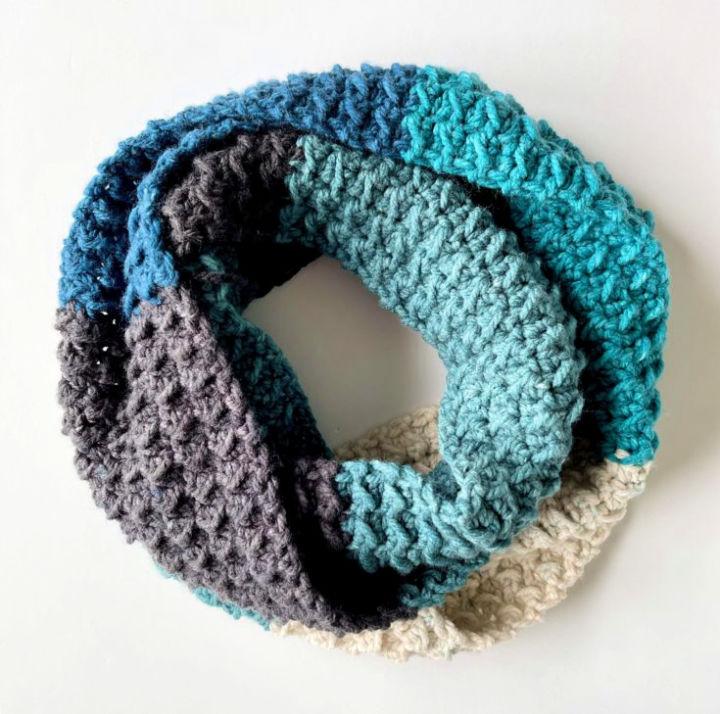 Easy Crochet Even Moss Infinity Scarf Pattern