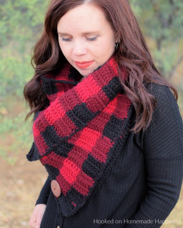 Free Crochet Buffalo Plaid Cowl Pattern