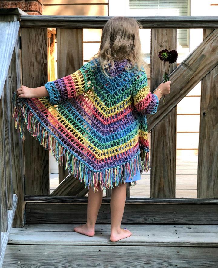 Crochet Child Shawl With Sleeves - Free Pattern 