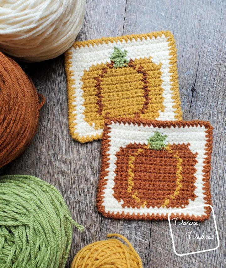 How to Crochet Fall Pumpkin Coaster - Free Pattern