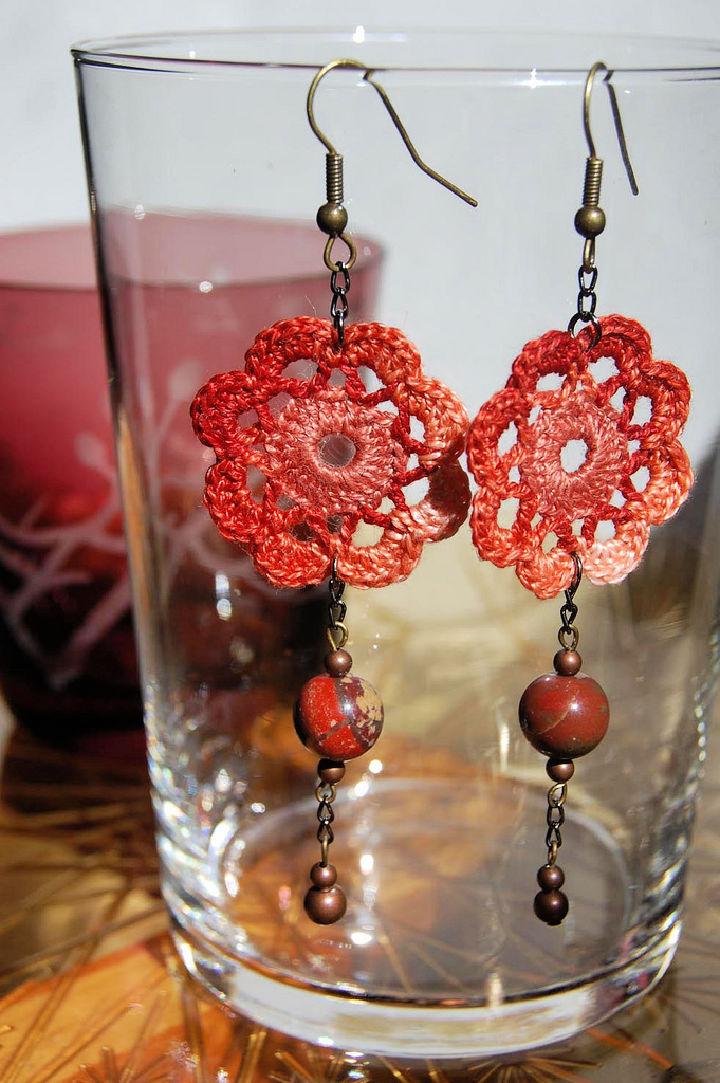 Free Crochet Flower Earrings Pattern