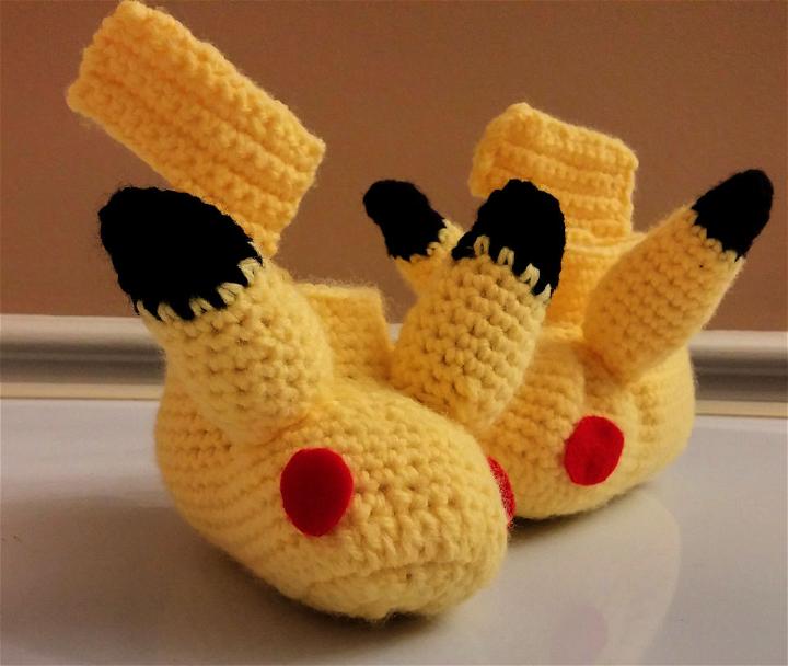 Free Crochet Pikachu Baby Booties Pattern