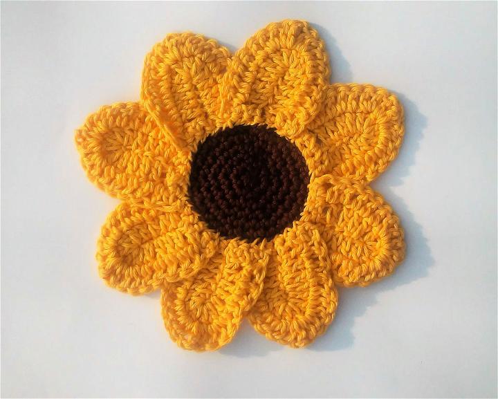 Free Crochet Sunflower Washcloth Pattern