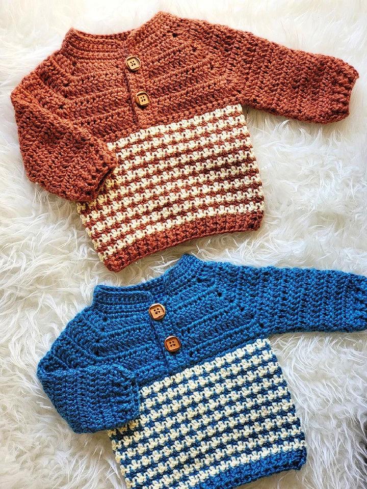 30 Free Crochet Baby Sweater Patterns - Blitsy