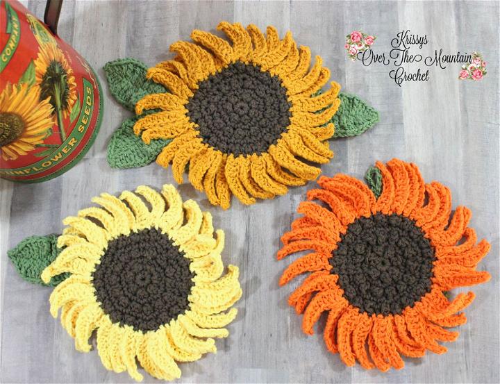 How to Crochet Sunflower Potholder - Free Pattern