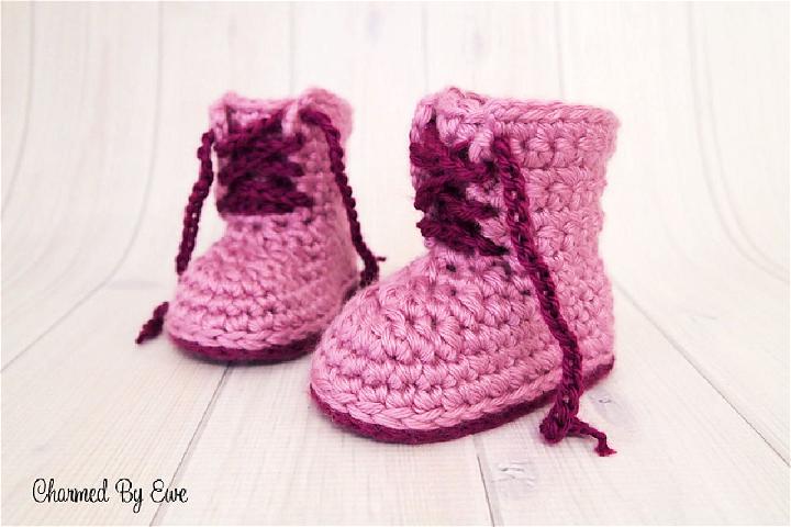 Lace Up Crochet Baby Work Boots Tutorial