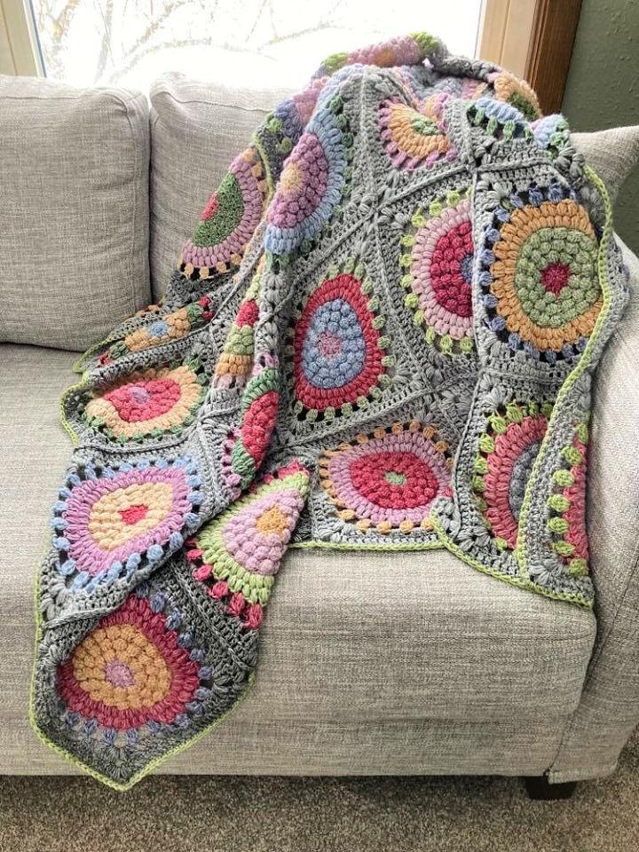 Multicolor Crochet Strawflower Blanket Pattern