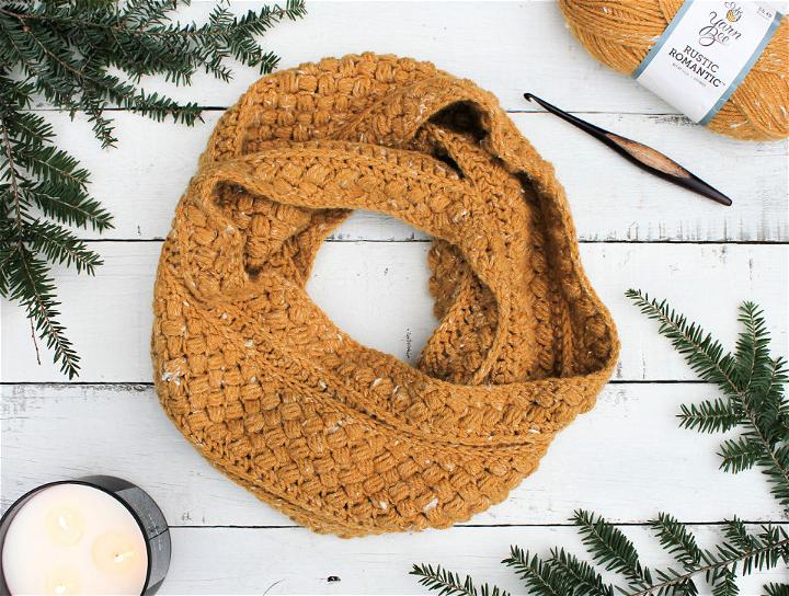 Mustard Puff Crochet Infinity Scarf Pattern