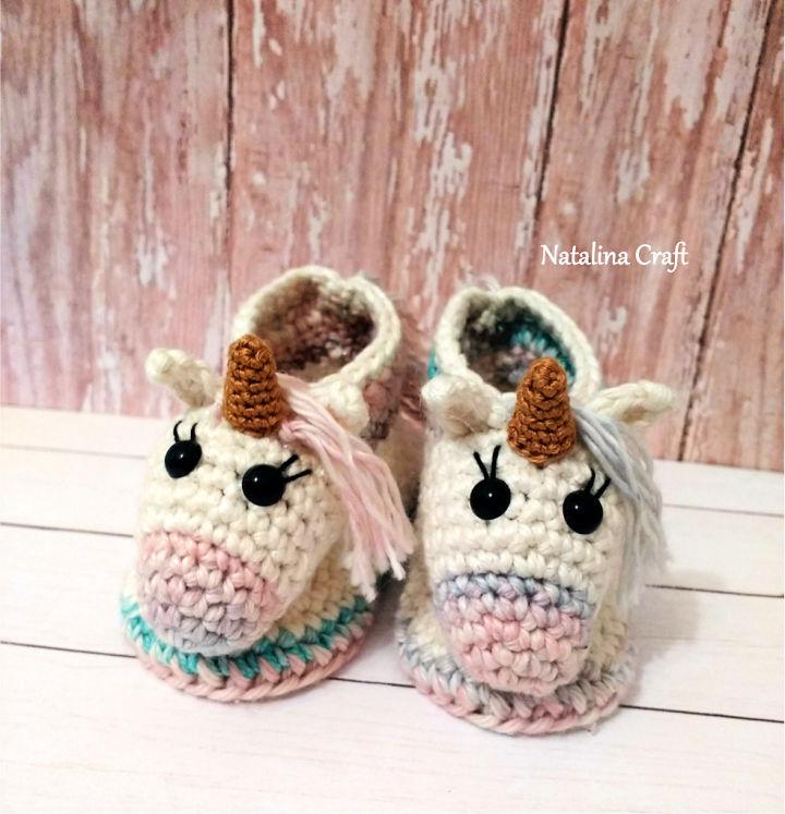 Crocheted Unicorn Baby Booties - Free Pattern