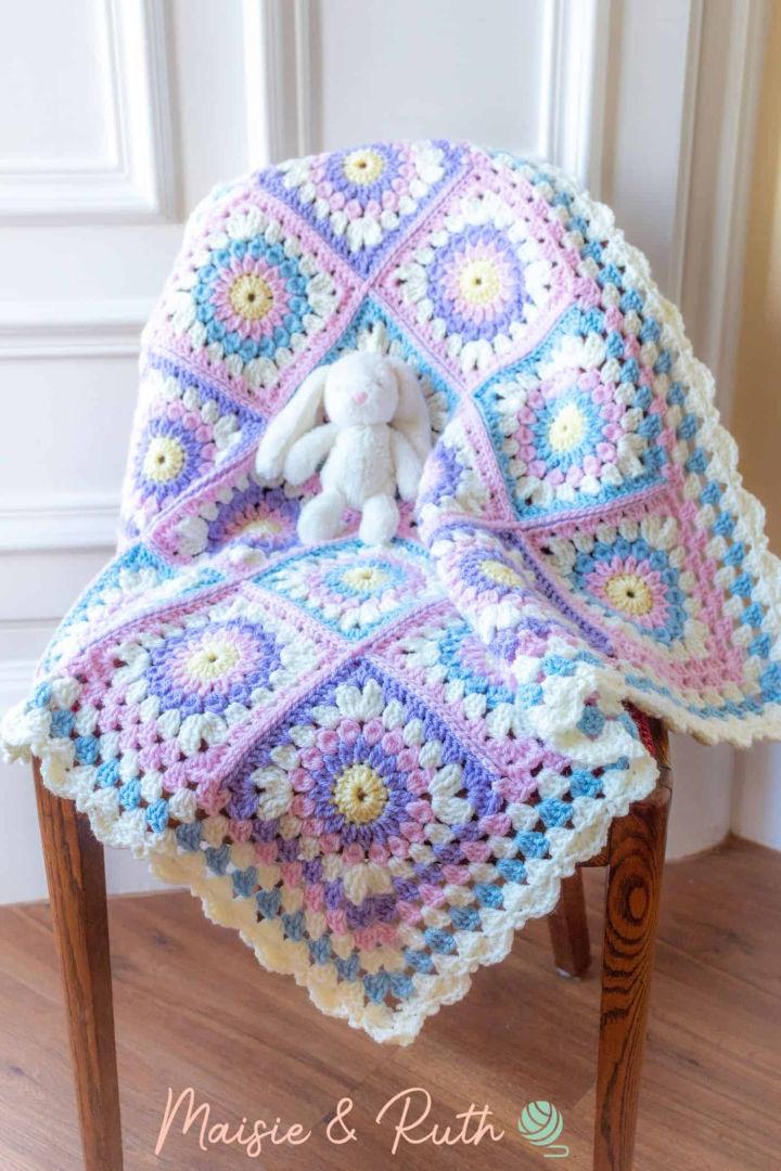 Crochet Pastel Colored Granny Square Blanket Pattern