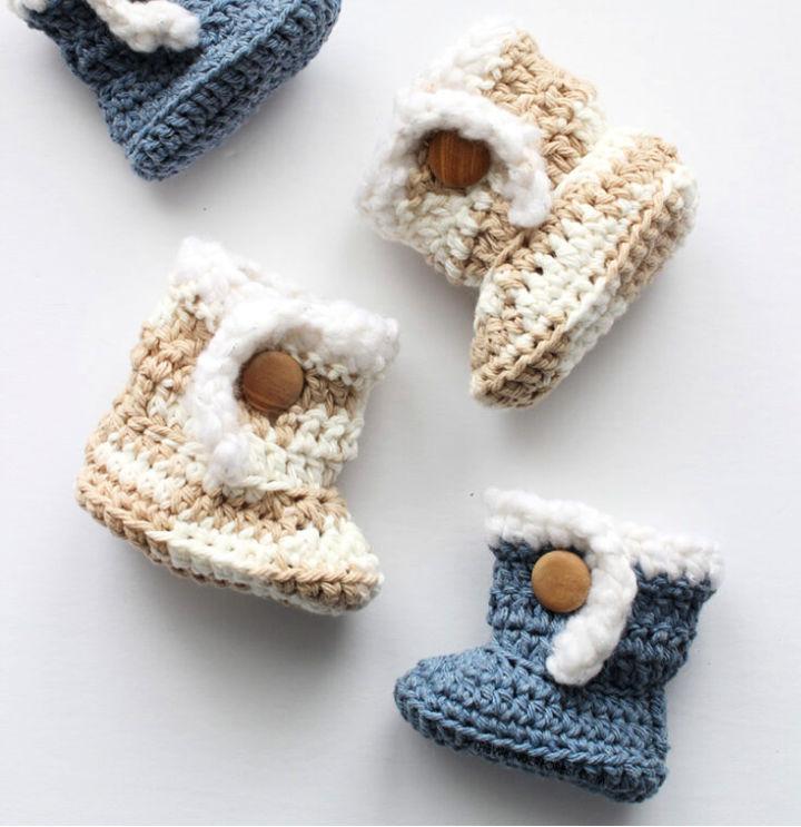 Crochet Sheepskin Style Baby Booties Pattern