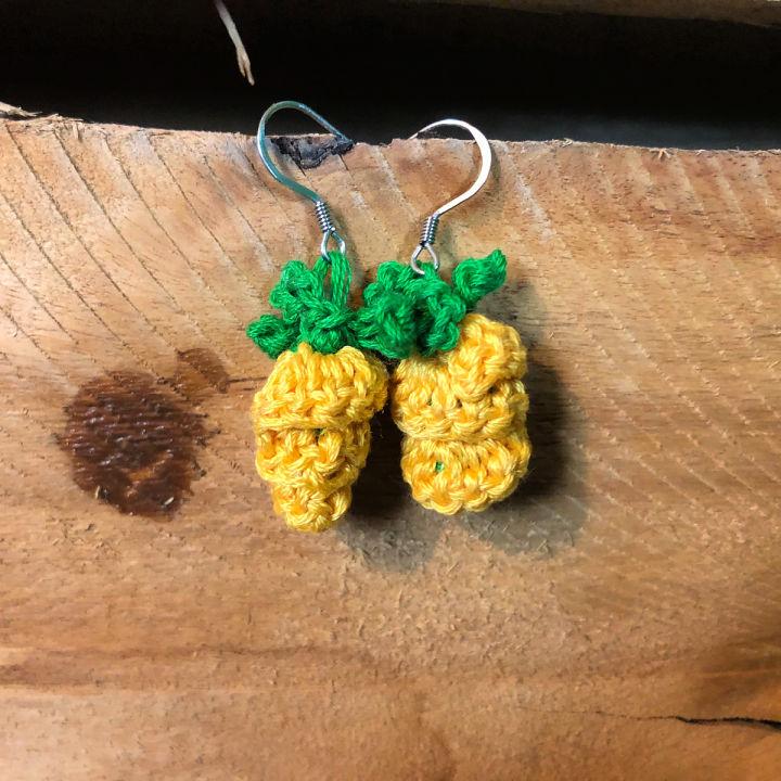 Small Crochet Pineapple Fruit Earrings Pattern