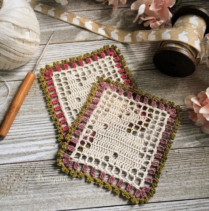 Pretty Crochet Spring Bunny Doily Coaster Pattern