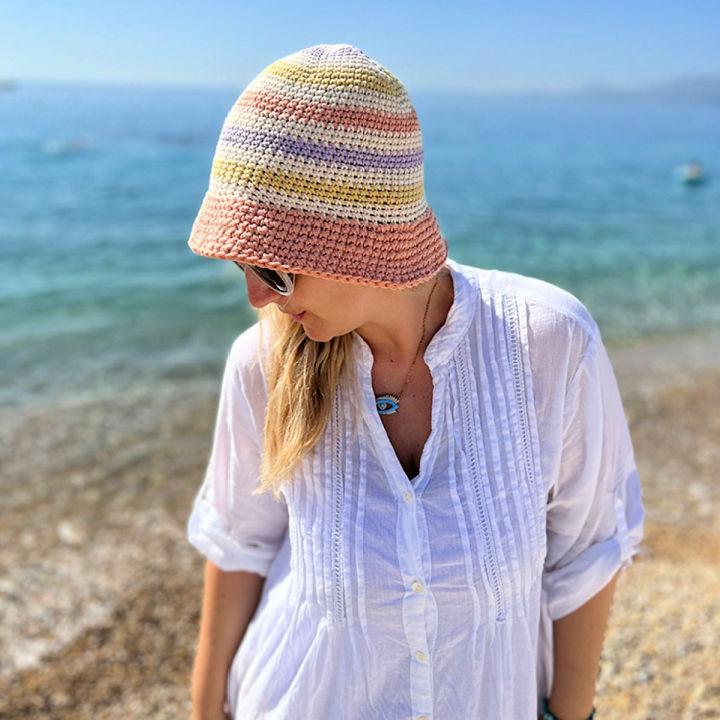 Striped Bucket Hat Crocheting Pattern