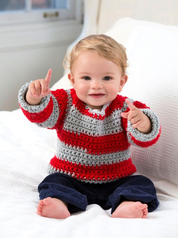 Free Crochet Team Cheer Baby Sweater Pattern