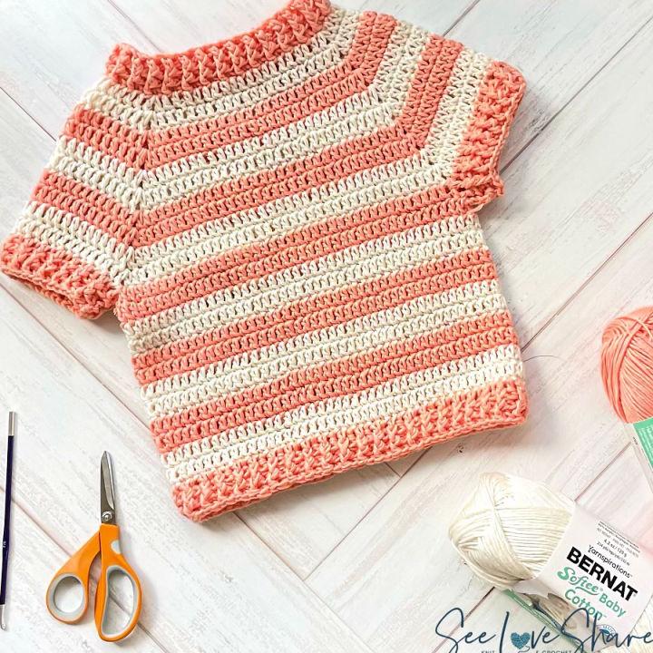 Top Down Crochet Baby Sweater Free Pattern
