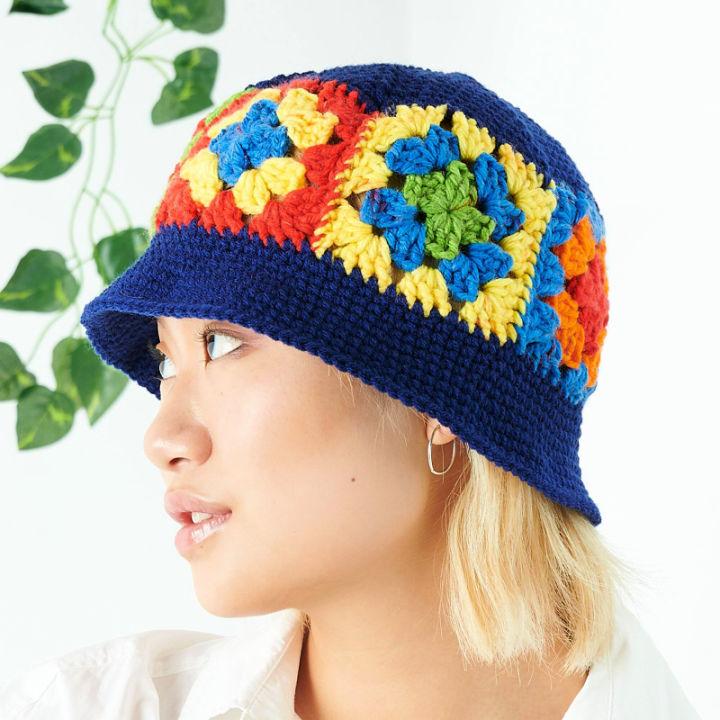Womens Crochet Granny Bucket Hat Pattern