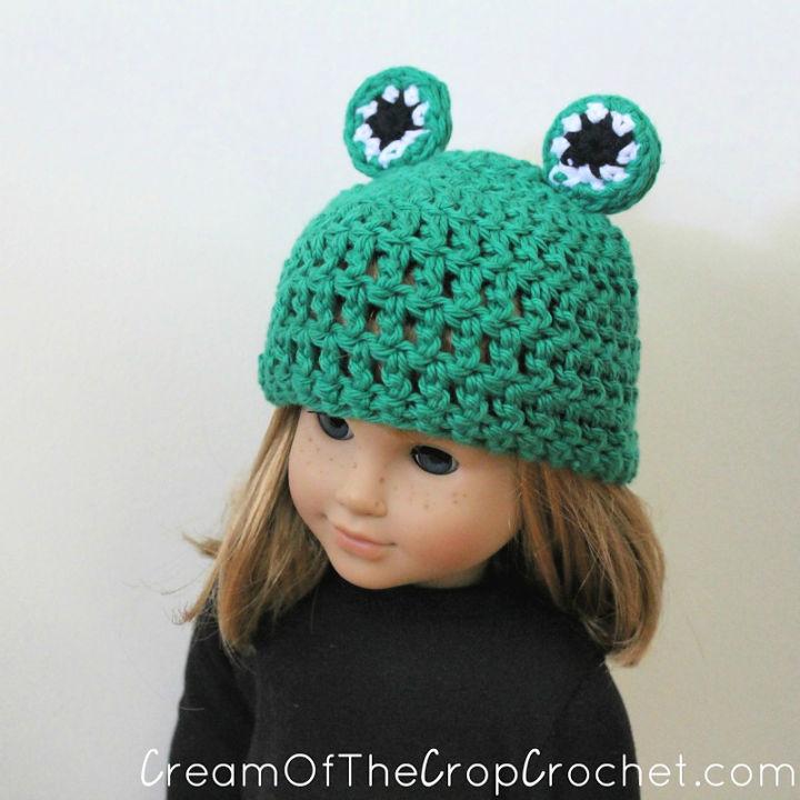 Easy 18 Inch Doll Frog Hat Crochet Pattern