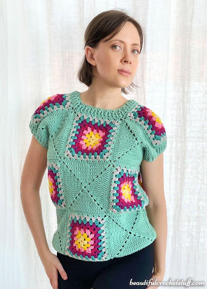 Free Crochet Patchwork Granny Square Vest Pattern