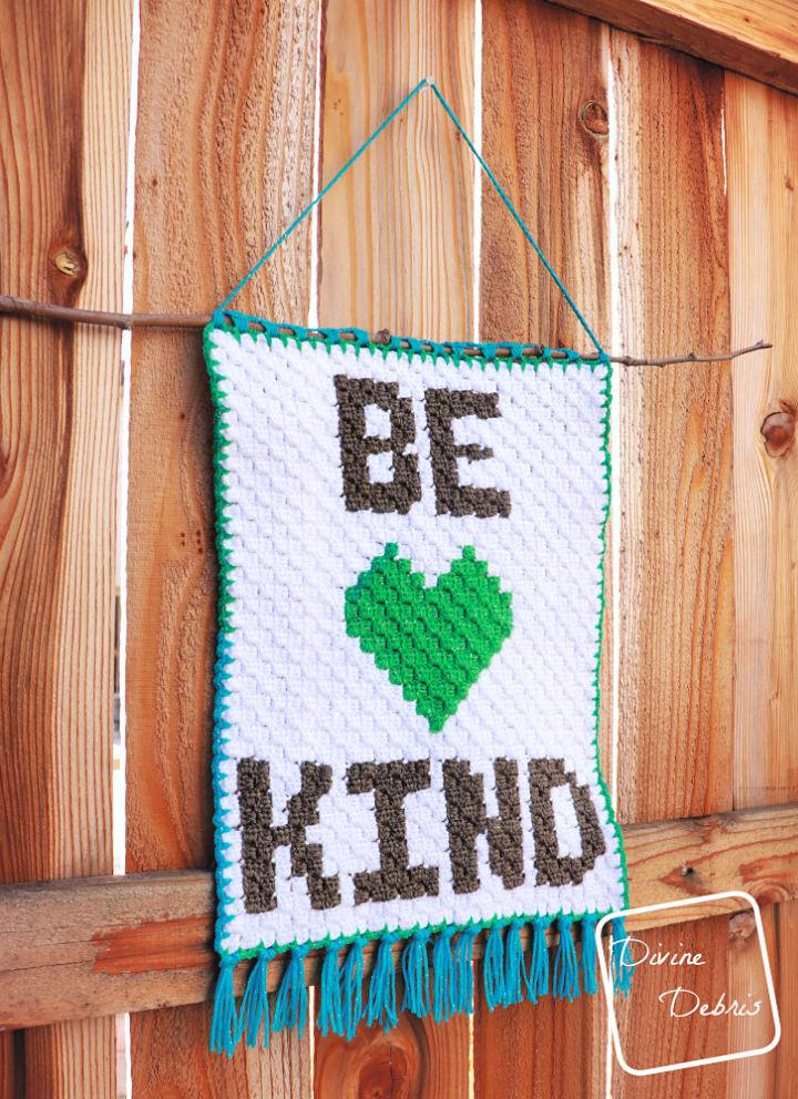 Be Kind Mini C2C Crochet Wall Hanging Pattern