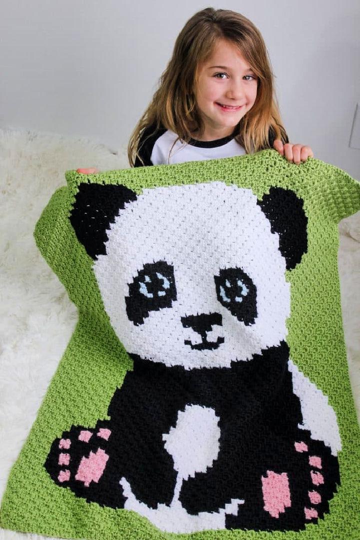 Beautiful Panda Bear C2C Crochet Blanket Pattern