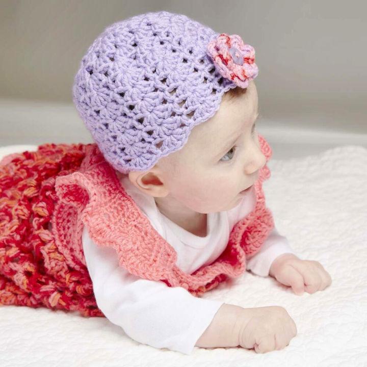 Crocheted Beauty Shell Stitch Baby Cap Pattern