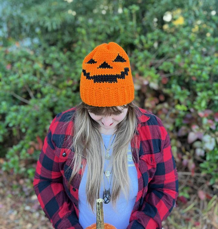 Modern Crochet Jack Olantern Beanie Pattern