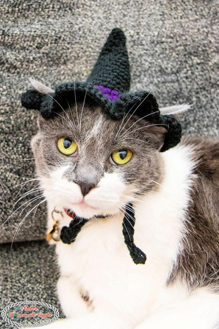 Cat Wearing Crochet Witch Hat - Free Pattern