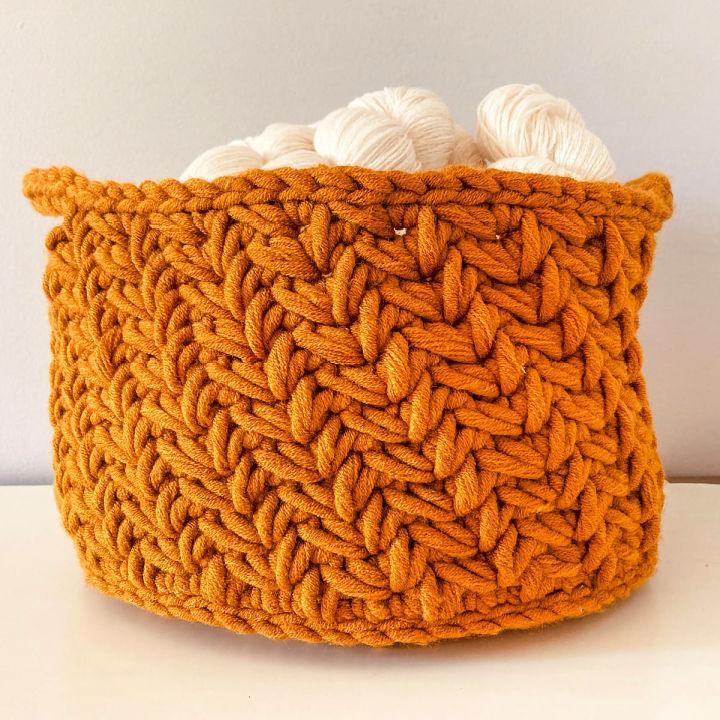 Chunky Chevron Crochet Basket Pattern