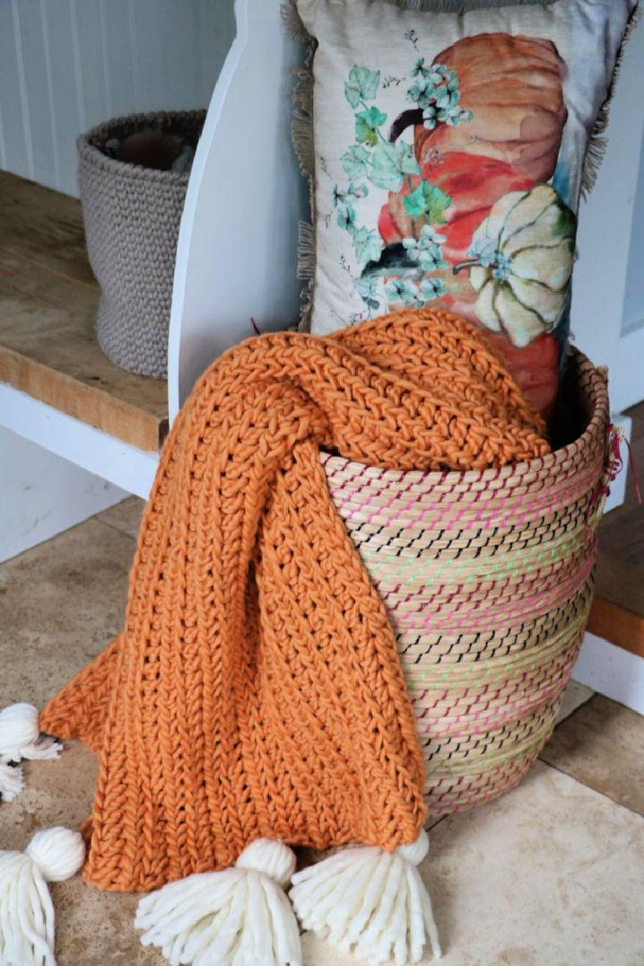 Chunky Half Double Crochet Blanket Free Pattern