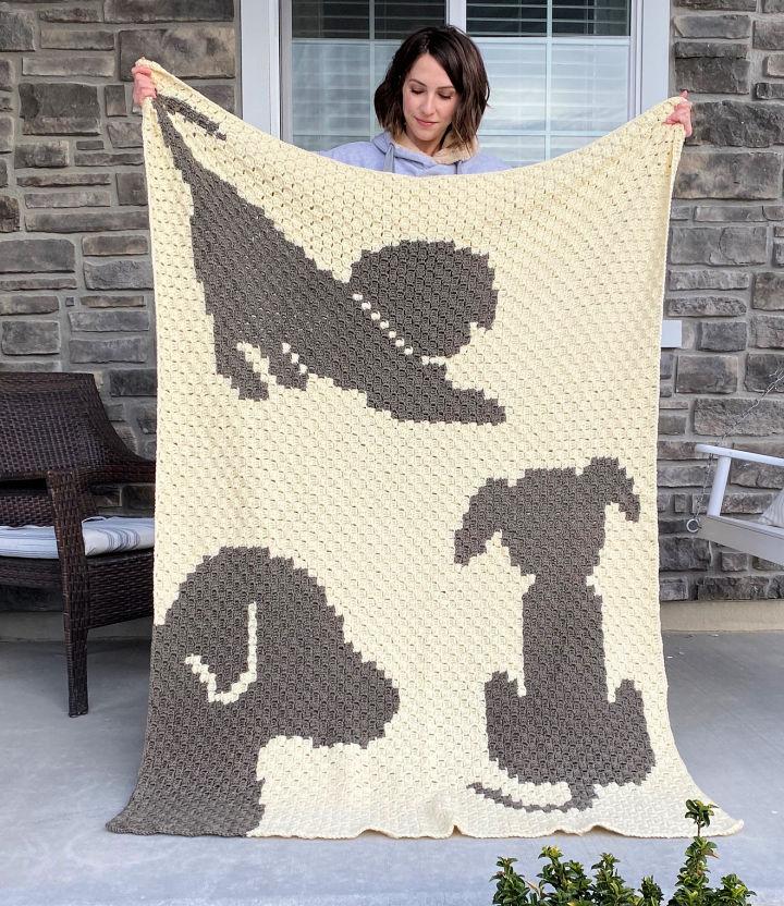 Draped in Dogs Corner to Corner Crochet Afghan Pattern