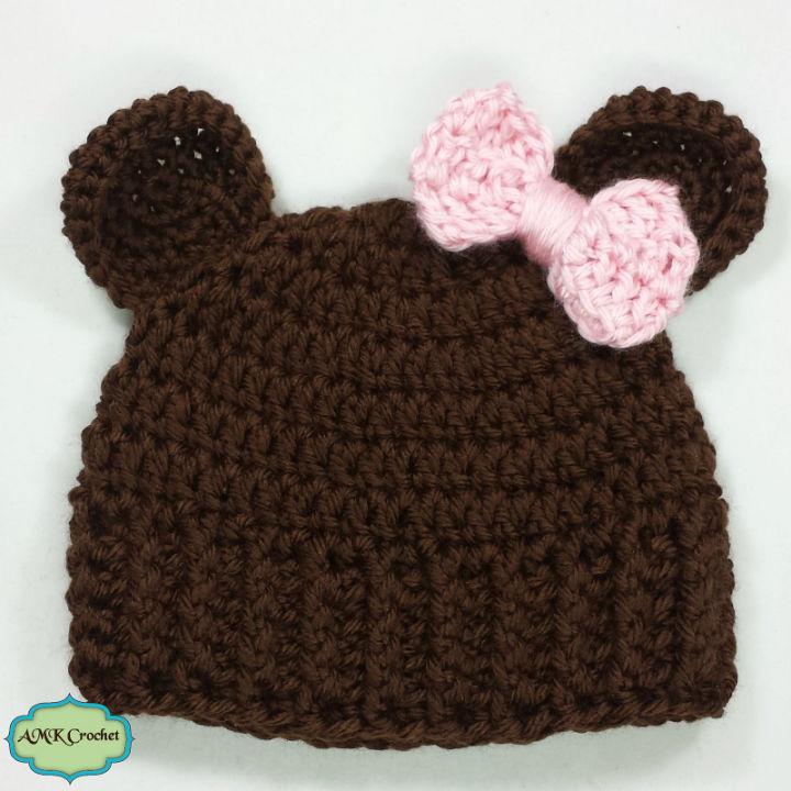 Crochet Baby Girl Newborn Bear Hat Idea
